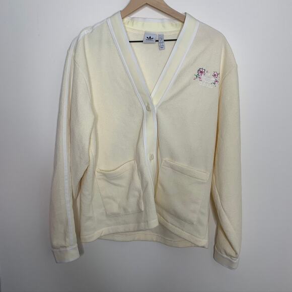 Adidas Button Down Cardigan With Logo Cream Cream White IP3761 Womens Small - Picture 6 of 16
